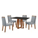 Ver imagem 1 de Conjunto Sala de Jantar Mesa Floripa 120x90cm Preto com 4 Cadeiras Luna Linho Cinza