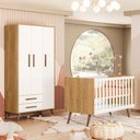 Ver imagem 1 de Quarto de Bebê Q Encanto Retrô Roupeiro e Berço - Moveis Leartam