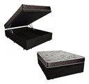 Ver imagem 1 de Cama Box Casal com Baú Preto Suede + Colchão Molas Bonnel 1,38 X 1,88 X 24 Cm