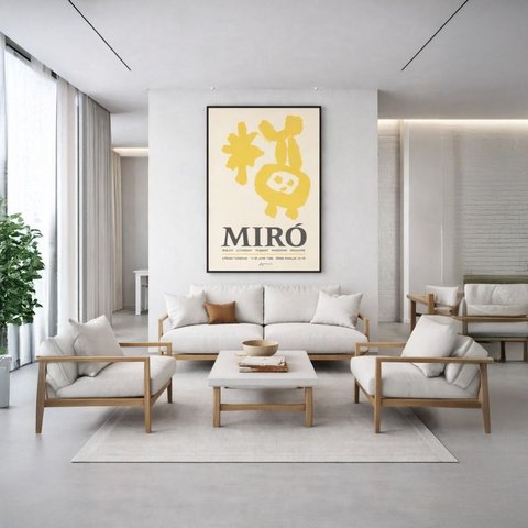 Quadro Canvas Miró Maleri Litografi 70x50cm Mold Preta