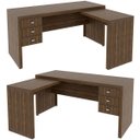 Ver imagem 6 de Mesa de Canto para Escritório em L Angular com 3 Gavetas Nogal