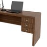 Mesa de Canto para Escritório em L Angular com 3 Gavetas Nogal - 2