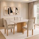 Ver imagem 1 de Conjunto de Mesa 4 Lugares Carol Espanha em MDF 120x80cm Cinamomo e Off White