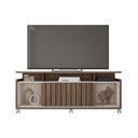 Ver imagem 4 de Rack Bancada P/ Tv até 70 Pol Oásis C/ Ripado e Rodizios 160cm Lamina Mel/cacao - Caemmun