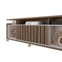 Ver imagem 3 de Rack Bancada P/ Tv até 70 Pol Oásis C/ Ripado e Rodizios 160cm Lamina Mel/cacao - Caemmun