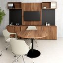 Ver imagem 5 de Mesa de Reunião Circular 110cm Pé Disco Metálico MDP Nogal com Preto F5 Office