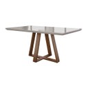 Ver imagem 1 de Mesa de Jantar Tripoli 135cm C/ Tampo de Vidro e Madeira - Off White/ Imbuia