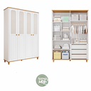 Ver imagem 4 de Guarda Roupa de Bebê 4 Portas 3 Gavetas Bala de Coco Expresso Moveis Branco/Nature