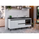 Ver imagem 1 de Gabinete Cozinha Mdf 1,74m Completo Brilho com Espaço Forno:branco