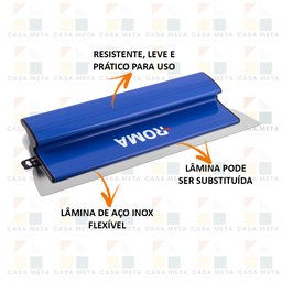 Desempenadeira Berox Massa Corrida Aço Inox Nivel Pro 40 Cm - 2