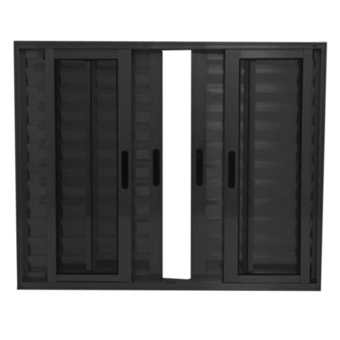 Janela Veneziana 6 Folhas Alumínio Preto Linha Veneza:100 x 150