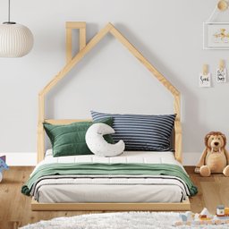 Cama Infantil Solteiro Madeira Montessoriana de Chão Eloa Natural - 4