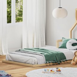 Cama Infantil Solteiro Madeira Montessoriana de Chão Eloa Natural - 5