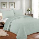 Ver imagem 1 de Kit Cobre Leito Colcha Blend Percal 300 Fios Dupla Face Linho Mesclado com Fronhas Queen 03 Peças