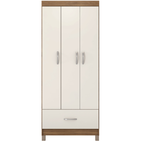Guarda-Roupa Solteiro 3 Portas 1 Gaveta 182 cm Priscila Amendola/Off White