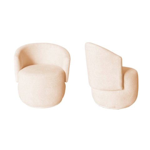 Kit 2 Poltronas Decorativa Beatriz Orgânica Couro Bege