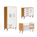 Ver imagem 2 de Quarto de Bebê Completo Q Encanto Retrô com Berço Mini Cama Guarda Roupa Cômoda e Colchão Movellu