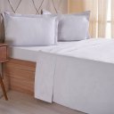Ver imagem 1 de Jogo de Cama Solteiro 3 Pçs Line Stile 100% Poliéster 88x188x30cm Cinza Fog