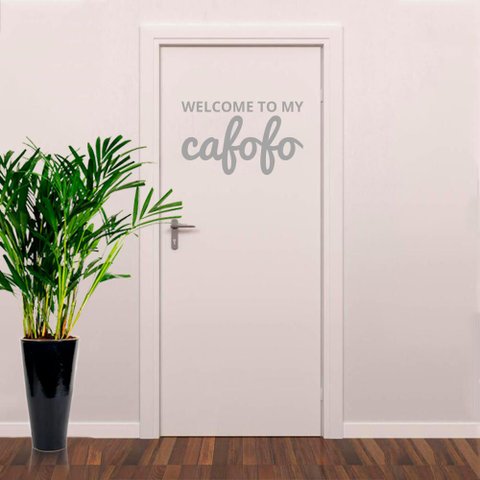 Adesivo de Porta Bem vindo - Welcome to My Cafofo - Prata