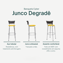 Ver imagem 3 de Kit 4 Banquetas Alta Vime Junco Degradê Sacada Àrea Gourmet Balcão Ilha Bancada bar piscina Cozinha