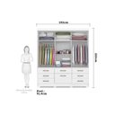 Ver imagem 3 de Guarda Roupa MDF 3 Portas de Correr Espelho 7 Gavetas 1 Sapateira e 8 Pés Lais - Panan