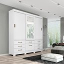 Ver imagem 1 de Guarda Roupa Mdf 3 Portas de Correr Espelho 7 Gavetas 1 Sapateira e 8 Pés Panan Móveis