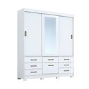 Ver imagem 2 de Guarda Roupa MDF 3 Portas de Correr Espelho 7 Gavetas 1 Sapateira e 8 Pés Lais - Panan