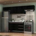 Ver imagem 3 de Armário de Cozinha Compacta Modulada 4 Peças Milão Menu Móveis Preto