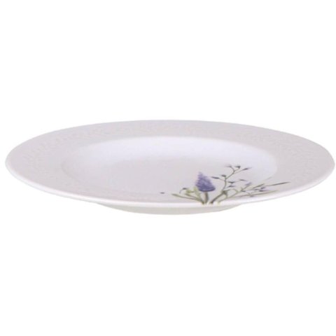 Jogo 6 Pratos Sobremesa 21cm em Porcelana Tramontina Pratinho Servir Doces Tortas Decorado Lilla