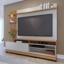 Ver imagem 1 de Estante para Tv até 65 Polegadas Maceió 1 Porta com Led Ripado Freijo/off White - Colibri