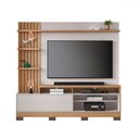 Ver imagem 2 de Estante para Tv até 65 Polegadas Maceió 1 Porta com Led Ripado Freijo/off White - Colibri