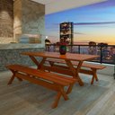 Ver imagem 5 de Conjunto Mesa 2,5m e 2 Bancos Sem Encosto Madeira Maciça Angelim