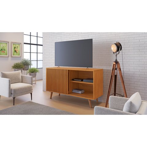 Rack Carinho para Tv 43'' com Pés e Porta de Correr:cinamomo