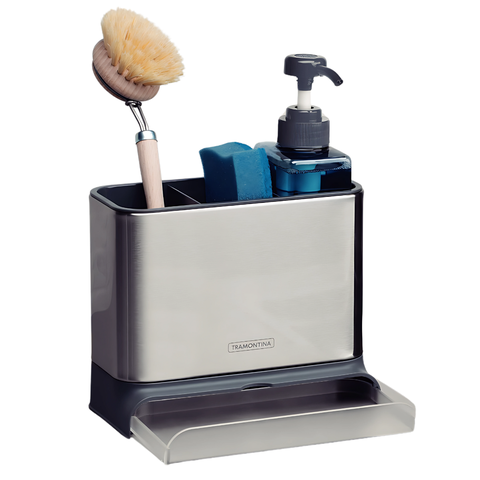 Organizador Cozinha Pia Porta Esponja Detergente Inox Dispenser