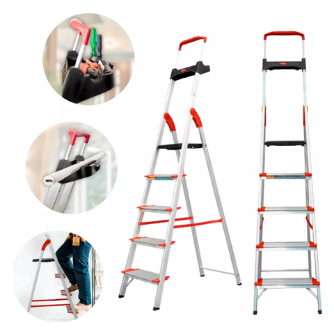 Escada Comfort 05 Degraus Alumínio Reforçada Alumasa 150kg