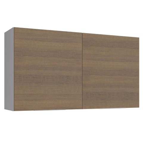 Armário Aéreo Madesa Stella 120 cm 2 Portas Branco/Rustic