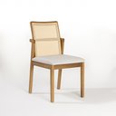 Ver imagem 1 de Cadeira de Madeira Maciça Hermes Tela no Encosto Cappuccino / Linho