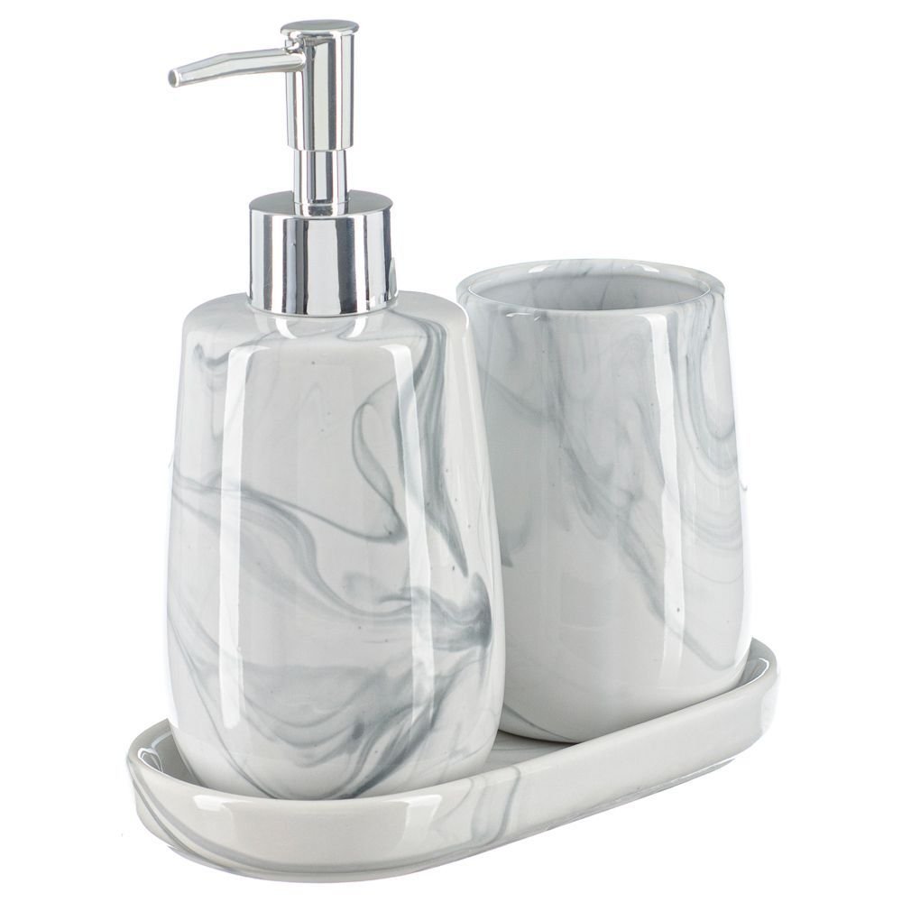 Kit Lavabo Banheiro Luxo Marmorizado Dispenser Líquido / 482 - 3