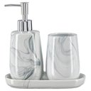 Ver imagem 1 de Kit Lavabo Banheiro Luxo Marmorizado Dispenser Líquido / 482