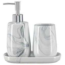 Kit Lavabo Banheiro Luxo Marmorizado Dispenser Líquido / 482 - 1
