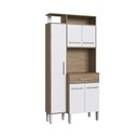 Ver imagem 3 de Armário Alto Balcão Multiuso Para Cozinha Nicho Microondas 5 Portas 1 Gaveta Marrom Madeira e