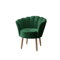 Poltrona Decorativa Pétala Luxo Veludo Verde Pés Palito - Visan Estofados - 2
