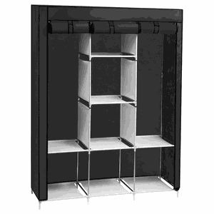 Guarda Roupa Dobrável Organizador Portátil Armário Preto