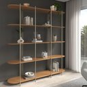 Ver imagem 2 de Estante de Livros 5 Prateleiras Aço com Mdf Enya 180 Cm - Canella C/ Champanhe