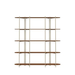 Estante de Livros 5 Prateleiras Aço com Mdf Enya 180 Cm - Canella C/ Champanhe