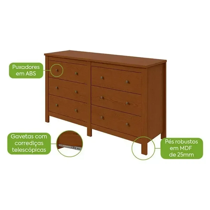 Ver imagem 3 de Cômoda 6 Gavetas Maggiore New Móveis Frassino Lopas