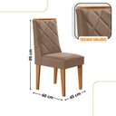 Ver imagem 3 de Mesa de Jantar Copper 120cm MDF Vidro com 4 Cadeiras Moderna Veludo Capuccino/Off/Nat/Serig Off