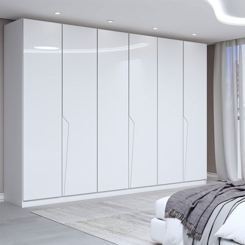 Guarda-roupa Casal Luxe 2,42 Metros 6 Portas 4 Gavetas Branco - Panorama Móveis