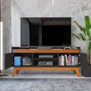 Ver imagem 6 de Rack para Tv até 50 Polegadas 2 Portas Ripado Astúrias 136cm:preto/cedro