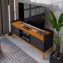 Ver imagem 2 de Rack para Tv até 50 Polegadas 2 Portas Ripado Astúrias 136cm:preto/cedro